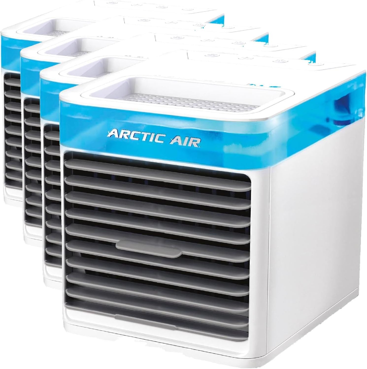 Arctic Air Pure Chill 2.0 Evaporative Air Cooler by Ontel - Powerful, Quiet, Lightweight and Portable Space Cooler with Hydro-Chill Technology For Bedroom, Office, Living Room & More,Blue (Pack of 4)