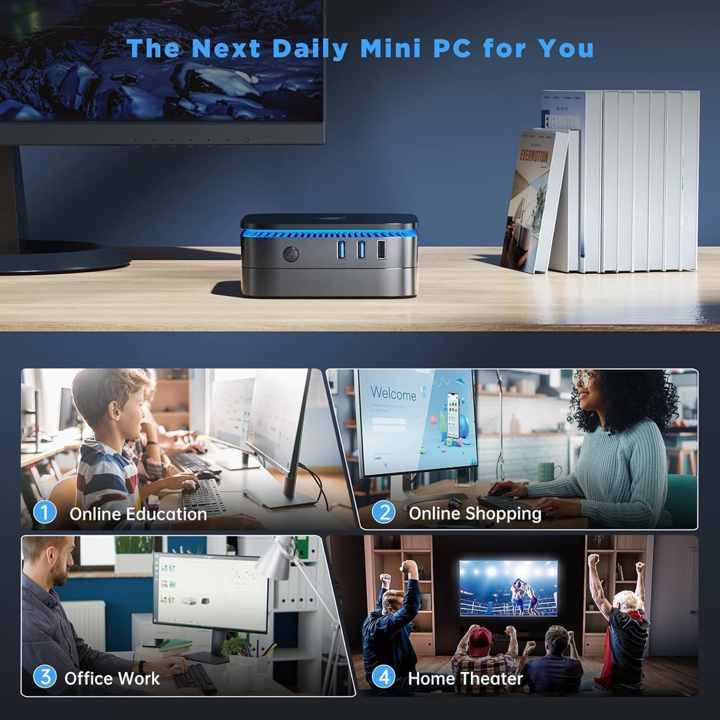 KAMRUI AK1PLUS N95 Mini PC, 16GB DDR4 512GB M.2 SSD, Small Computer Supports Dual 4K Display, Ethernet, 4 USB-A, 3.5mm Audio Jack Suitable, Business,Office, Home
