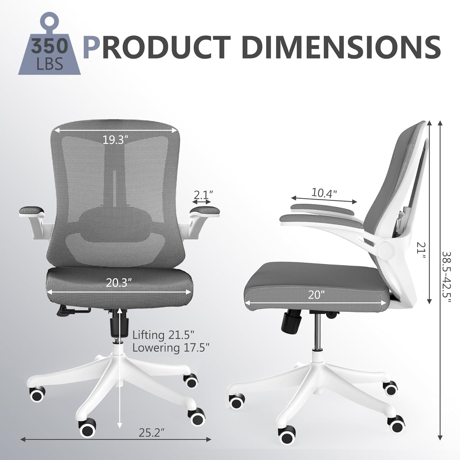 balmstar Ergonomic Office Chair Desk Chair - Mesh Computer Chair with 360° Swivel Wheels, Adjustable 90-130° Recline & Lumbar Support for Home Office, Supports up to 350lbs
