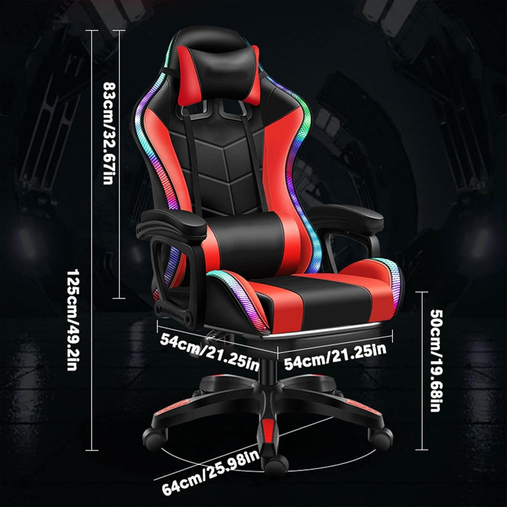 Video Gaming Chair with Speakers and RGB Lights, Ergonomic Chair with Seven-Point Massage Function, Computer Chair with Footrest and Lumbar Support Gaming Chairs for Adults,Pink