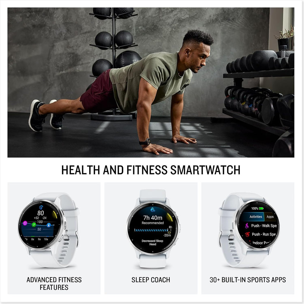 Garmin Venu 3S Soft Gold Stainless Steel Bezel 1.2-Inch AMOLED Touchscreen Display Smart Watch with 41mm Rose Case and Silicone Band (Renewed)