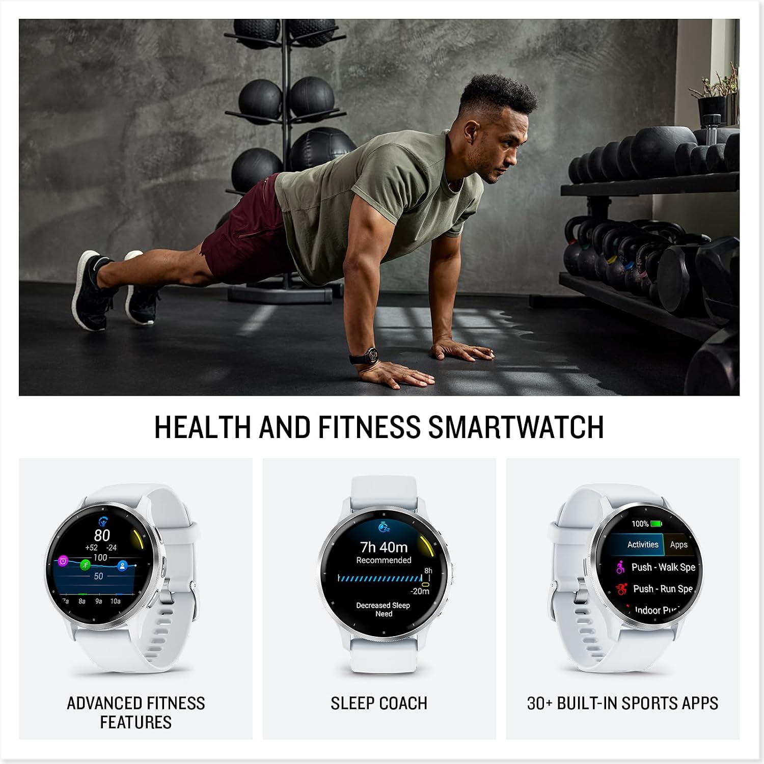 Garmin Venu 3S Soft Gold Stainless Steel Bezel 1.2-Inch AMOLED Touchscreen Display Smart Watch with 41mm Rose Case and Silicone Band (Renewed)