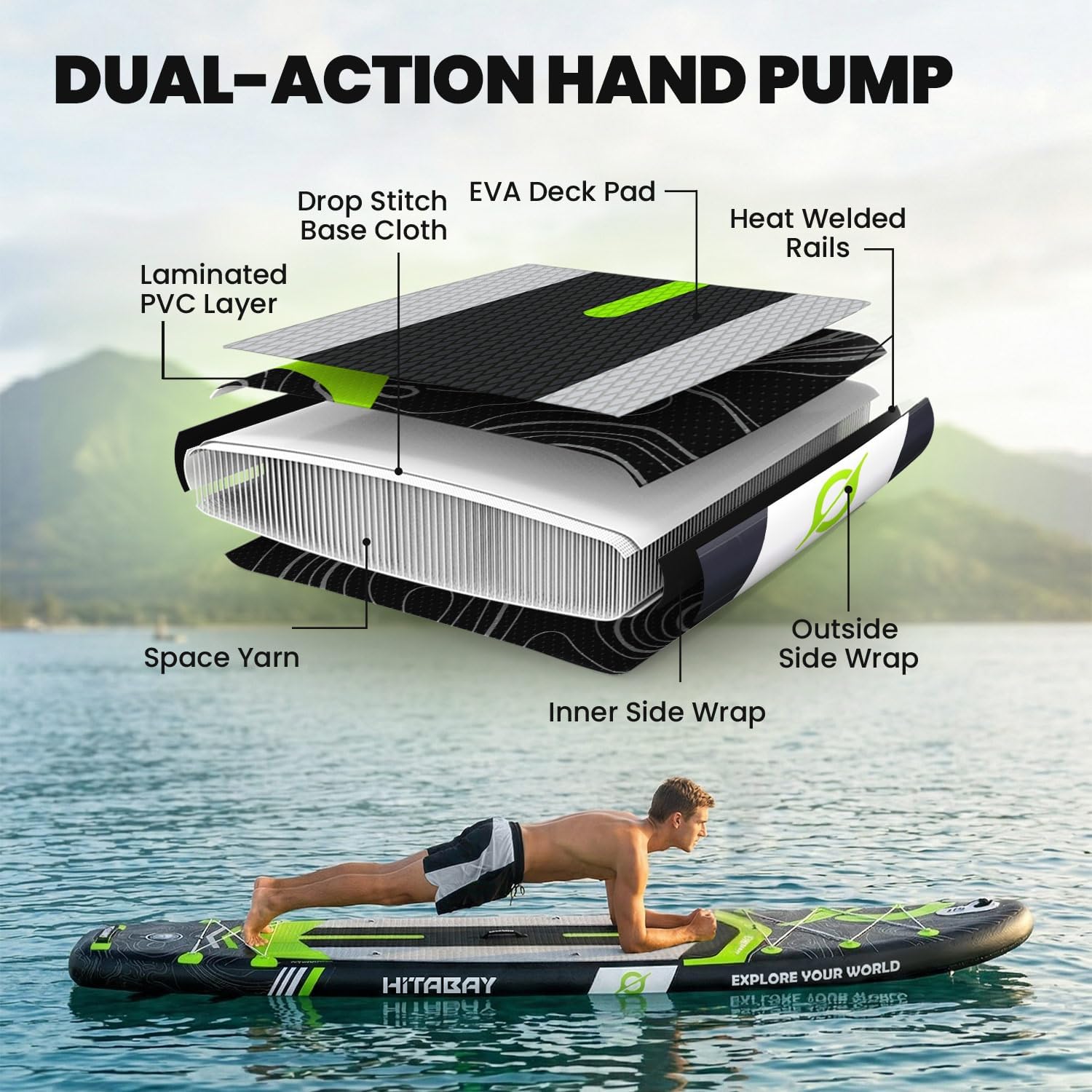 Inflatable Stand Up Paddle Board 10'6' All-Around SUP Kit - Lightweight (16 lbs), Stable & Durable, Camera Mount & Complete Accessories - SUP Board for Beginners & All Skill Levels