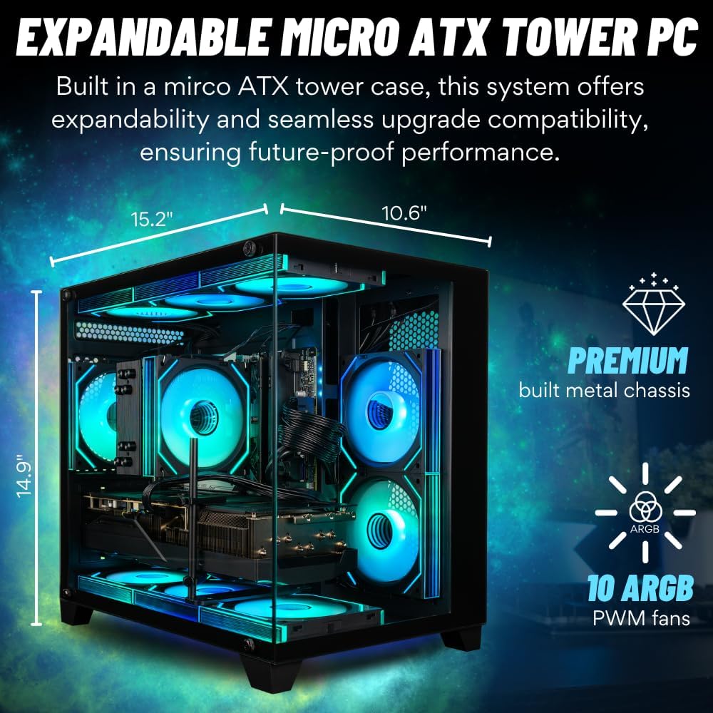 Panorama RTX 5080, AMD Ryzen 7 9800X3D, 64GB DDR5 RAM, 2TB NVMe Gen4 SSD, HDMI, RJ45, Windows 11 Pro, 3 Year Warranty, RGB Keyboard+Mouse, WiFi 6E+BT, HDMI, Prebuilt Gaming Desktop PC
