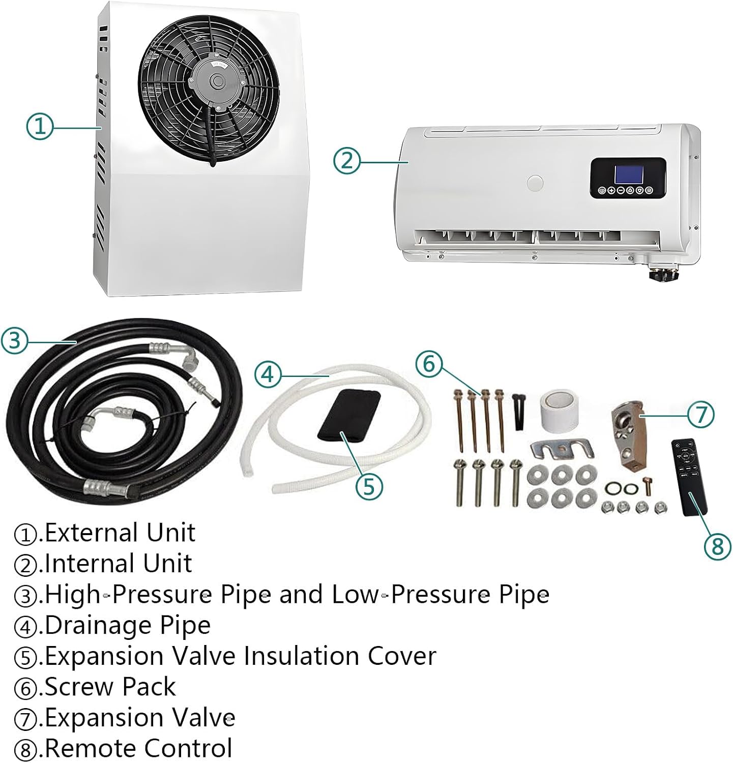 12V DC Air Conditioner 9000 BTU for Truck Praking, Electric Ac Unit Split 12 Volt Air Conditioner - Quiet Fast Cooling Energy Efficient for Semi-Truck, RV, Camper, Trailer, Pickup, Motorhome and Yacht