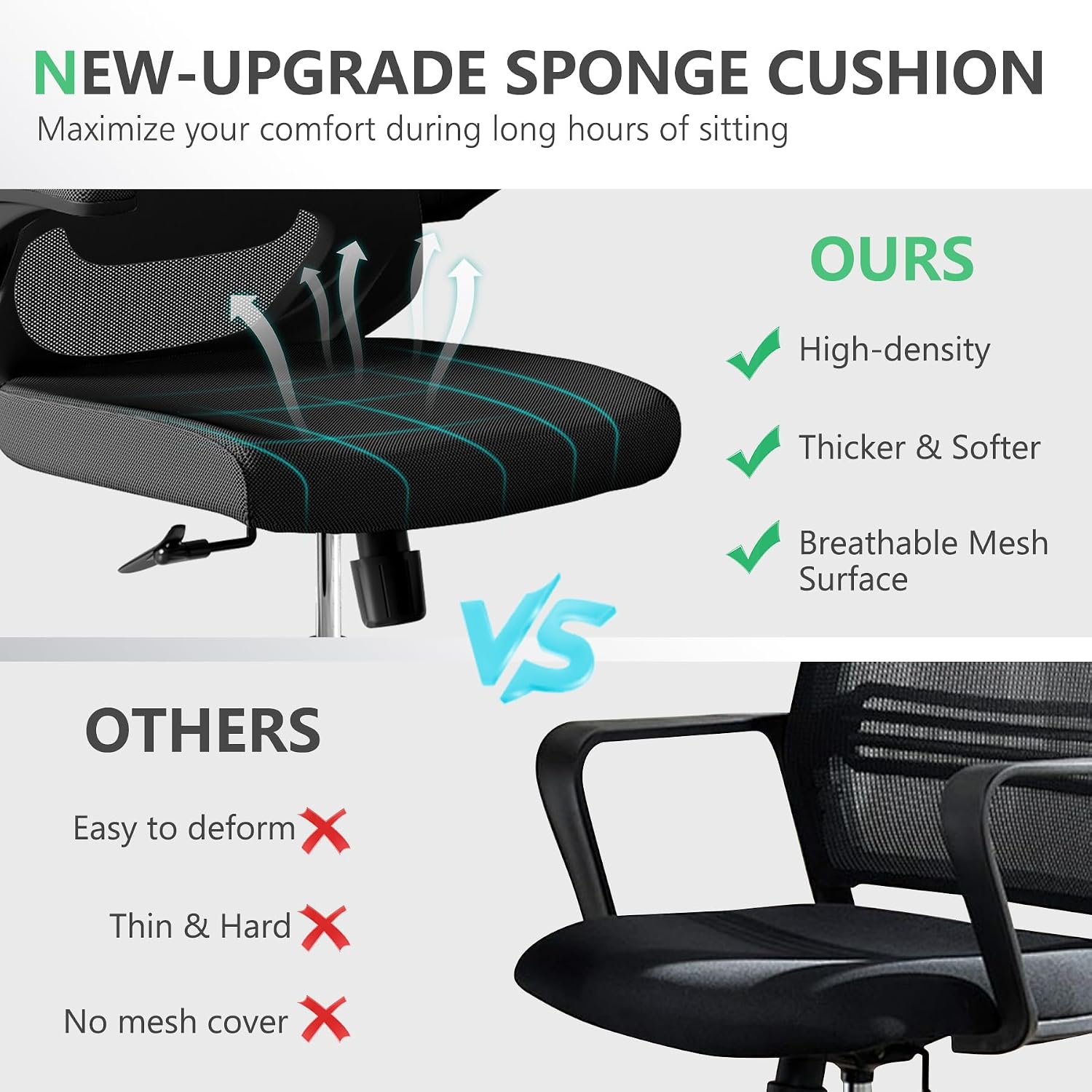 balmstar Executive Office Chair, Ergonomic Comfort Home Desk Chair, Mid Back Gaming Chair with Wheels, Adjustable Height, Lumbar Support, Flip-up Armrest with 350LBS Capacity