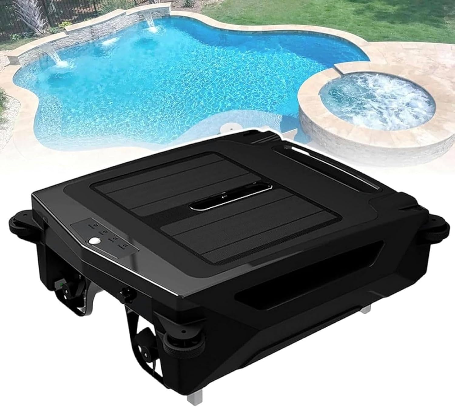 Robotic Solar Pool Skimmer with App Support, 24/7 Cleaning, Dual Charging Modes, Smart Obstacle Avoidance, 3.4l Large Capacity,for Most Swimming Pool Types