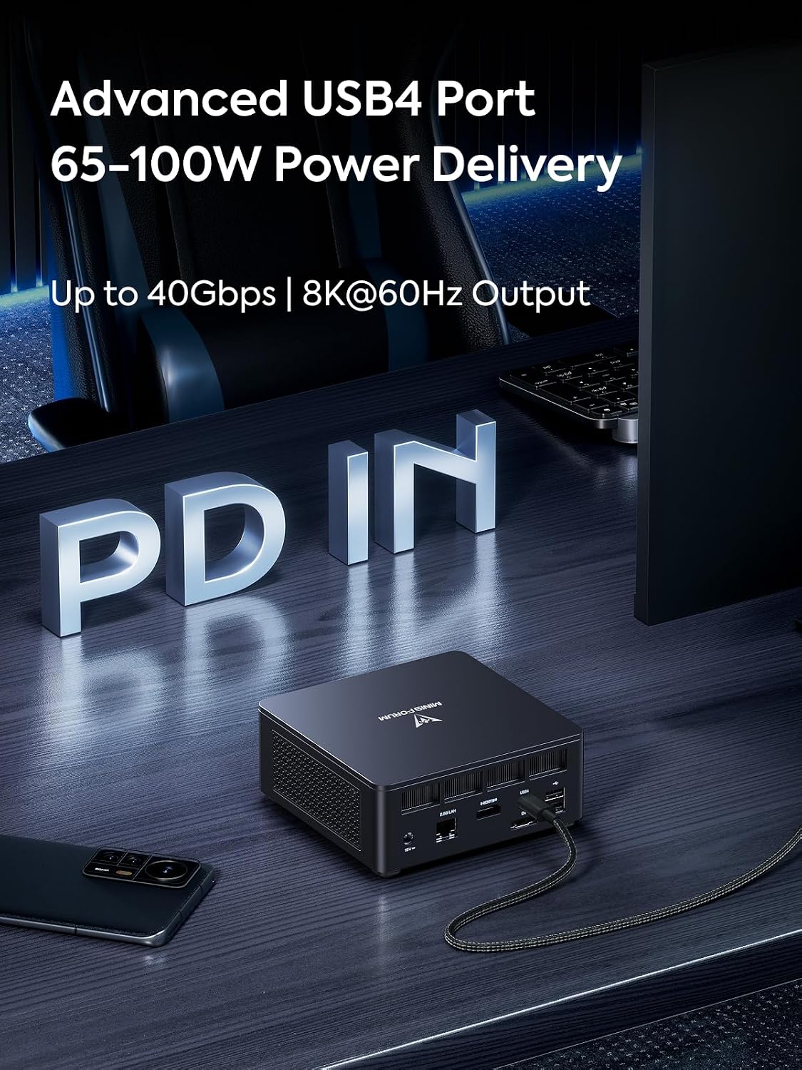 MINISFORUM Mini PC UM690L Slim AMD Ryzen 9 6900HX Micro Computer 32GB RAM 1 TB SSD, Radeon 680M Graphics HDMI|DP|USB4 Triple Video Output, 2.5G LAN | WiFi6E | BT5.3 Desktop Computer