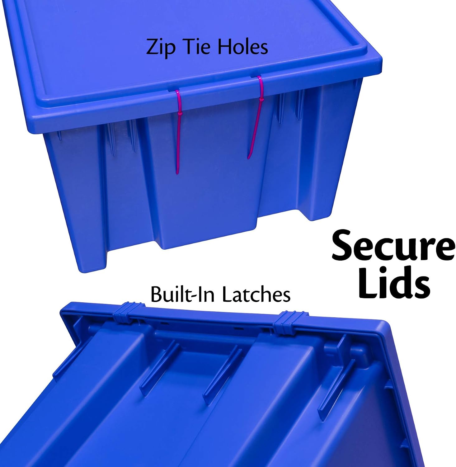Akro-Mils 35225 Nest and Stack Plastic Storage Bins, Heavy Duty Industrial Strength Totes for Storage, Transportation and Material Handling Boxes, 23-1/2' L x 19' W x 10' H, Blue, 3-Pack