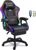 Video Gaming Chair with Speaker and RBG Light,Ergonomic Gaming Chair with Footrest and Massage Function,90°-135° Comfortable Computer Reclining Chair,Adults Teens Computer Chair.,Black