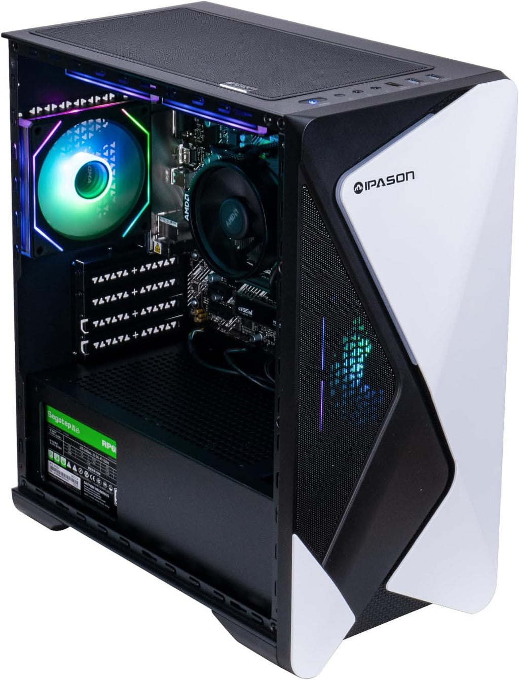 IPASON Gaming Desktop AMD Ryzen 5 5600GT (Beats Intel 10th-gen i7 & Lower) AMD Radeon Vega 7 16GB DDR4 3200MHz 1TB M.2 NVMe 550W PSU Windows 11 Home Prebuilt Gaming PC New Computers White & Black