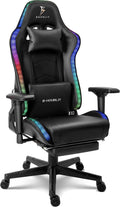 Massage Gaming Chair with Speaker, Ergonomic Gaming Chair with Footrest and RGB Light, PU Leather Video Gaming Chair Home Theater Seat 360° Rotating Gaming Chair.,Black