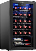 EUHOMY 25 bottle Wine Cooler Refrigerator, Freestanding Compressor Wine Fridge with Adjustable Temperature and Digital Control, Mini Fridge with Glass Door for Red White Wine, Beer, Black
