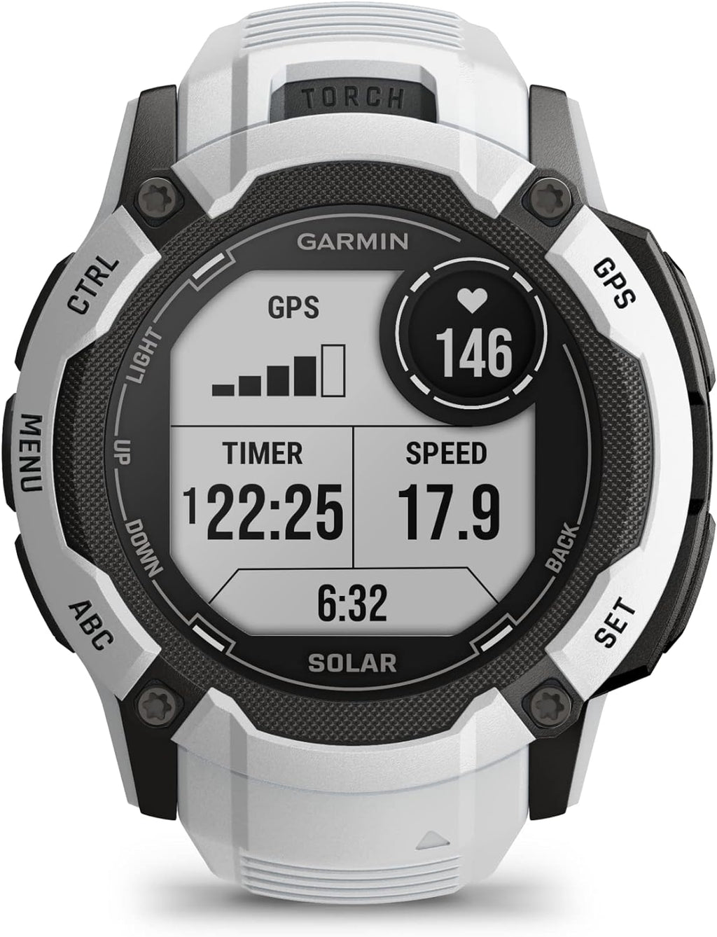 Garmin Instinct 2X Solar, Rugged GPS Smartwatch, Built-in Flashlight, Solar Charging Capability, Multi-Band GNSS, Whitestone