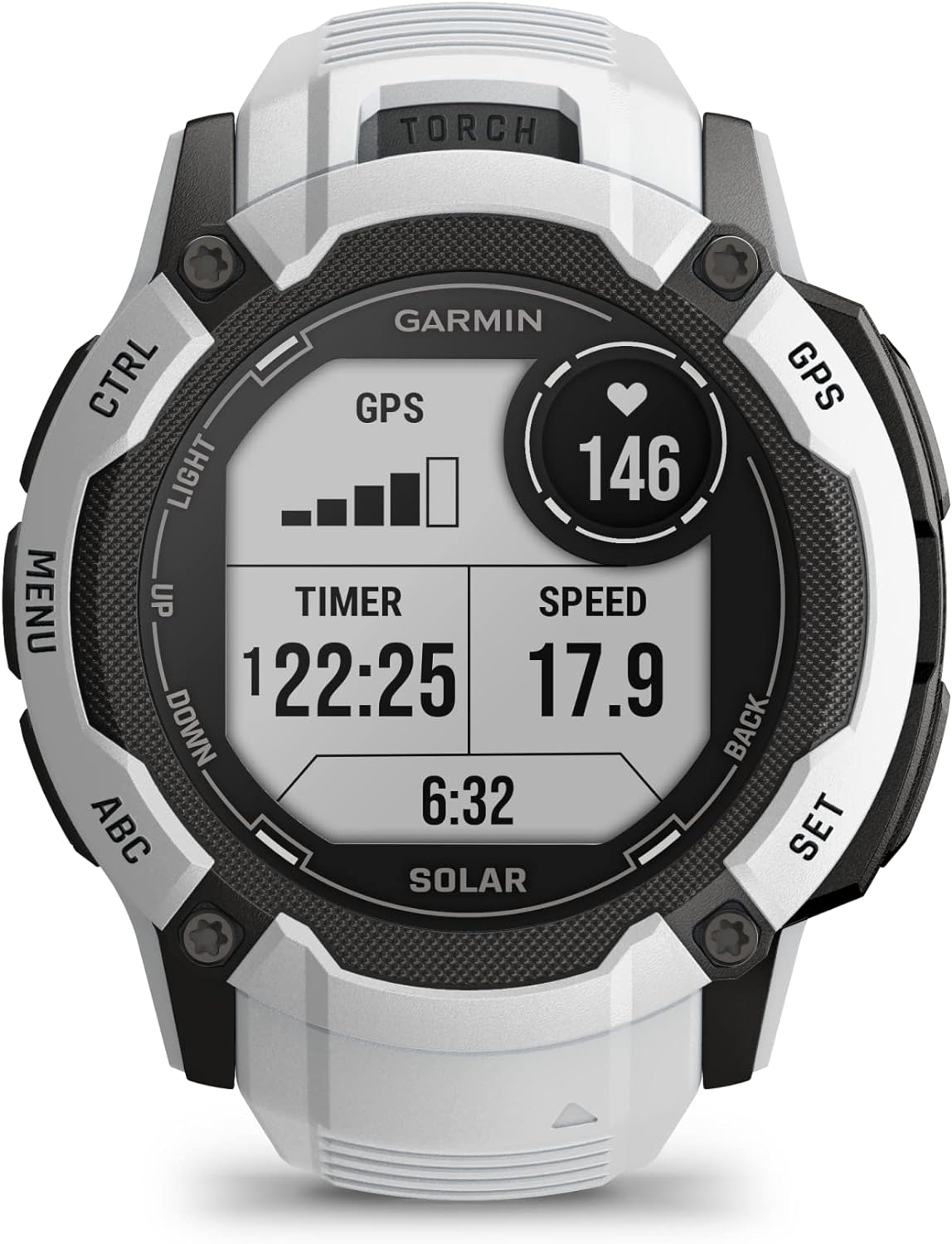 Garmin Instinct 2X Solar, Rugged GPS Smartwatch, Built-in Flashlight, Solar Charging Capability, Multi-Band GNSS, Whitestone