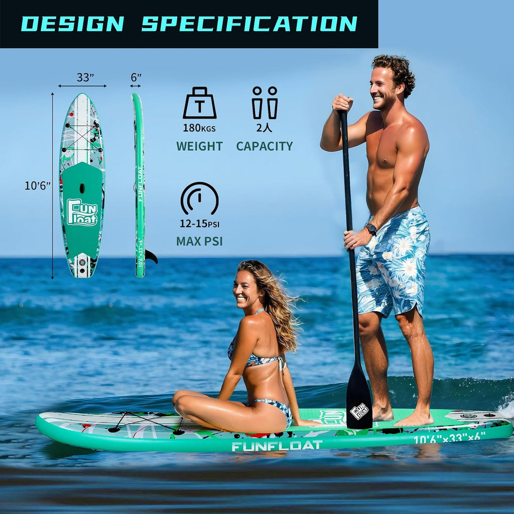 SUP, Paddle Board 11'x33 x6 Wide Inflatable Stand Up Paddle Board with Hand Pump, Leash, Adjustable Paddle for Basic Version, 100L Backpack, All-Round Sup Board