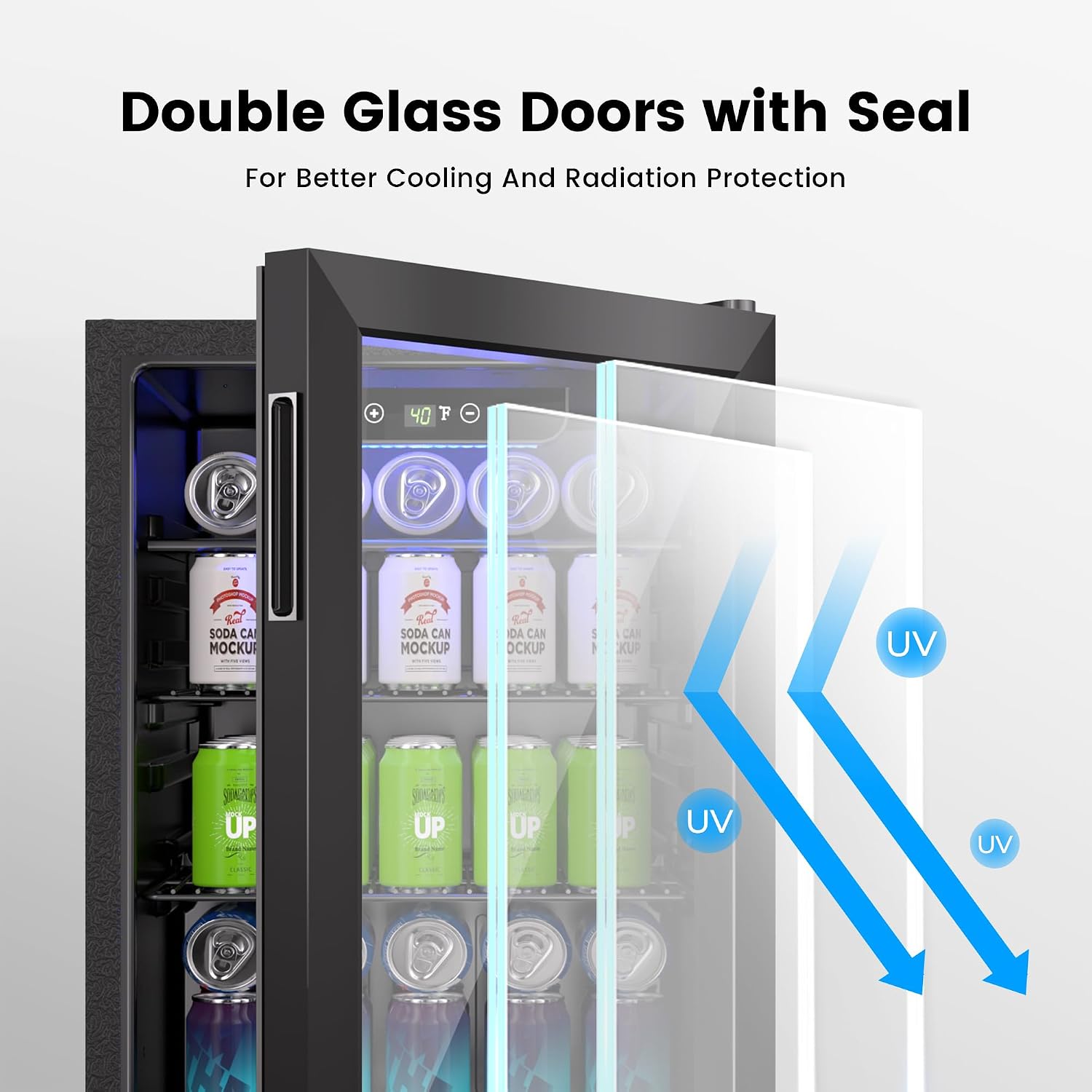 Feelfunn Wine Cooler, 26 Bottle 95 Can Mini Wine Fridge with Clear Glass Door for Beer Soda Water Drink, Small Wine Cellar Beverage Refrigerator for Bedroom Office Home Bar Dorm, 2.6 Cu.Ft
