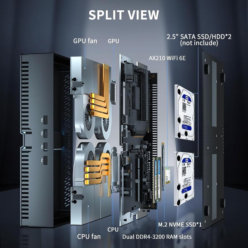 Thdeukoty Mini Gaming Pc Core i9-14900F(up to 5.8GHz) with RTX4070, Small Desktop Computers Win 11 Pro, 64G DDR5 RAM/4T M.2 SSD/WIFI6E/BT5.3/Dual LAN/USB 3.2/8K HDMI DP, Four Display for Game/Design