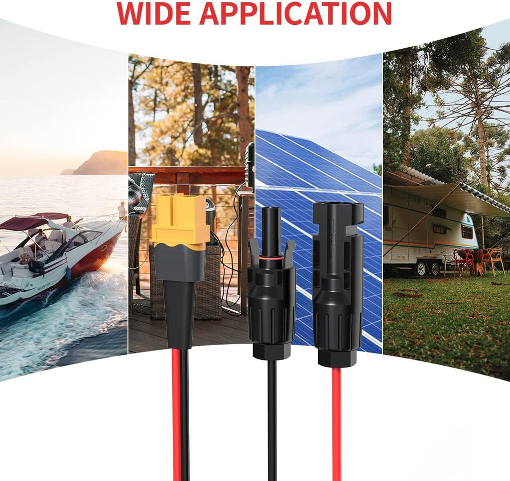 ELFCULB 12AWG 100FT XT60 Solar Cable 2 6 10 25 35 50 75 100FT XT60 Extension Cable Solar Panel Connector to XT60 Connector for Portable Power Station
