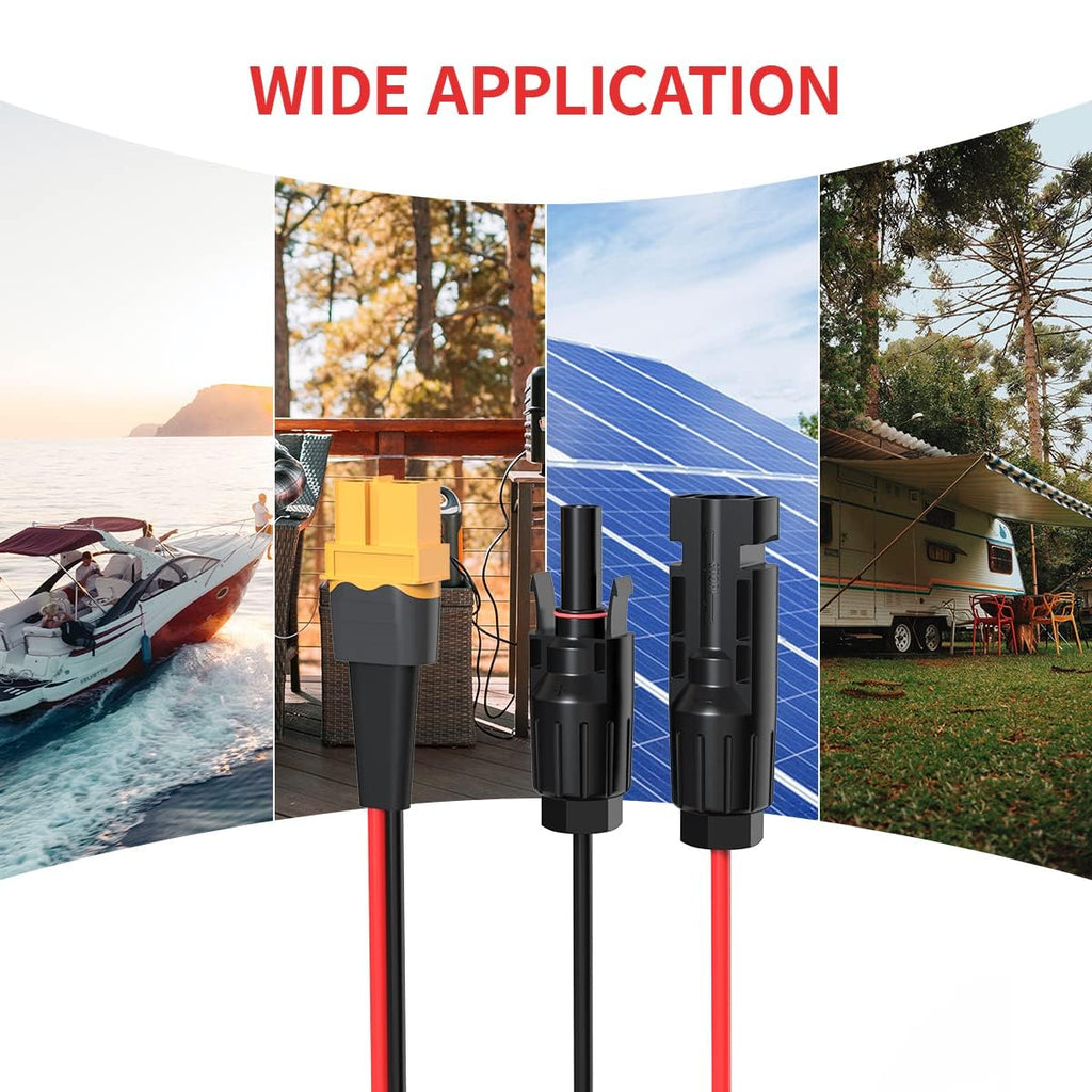 ELFCULB 10AWG 75FT XT60 Solar Cable 2 10 25 35 50 75 100FT XT60 Extension Cable Solar Panel Connector to XT60 Connector for Portable Power Station (75FT)
