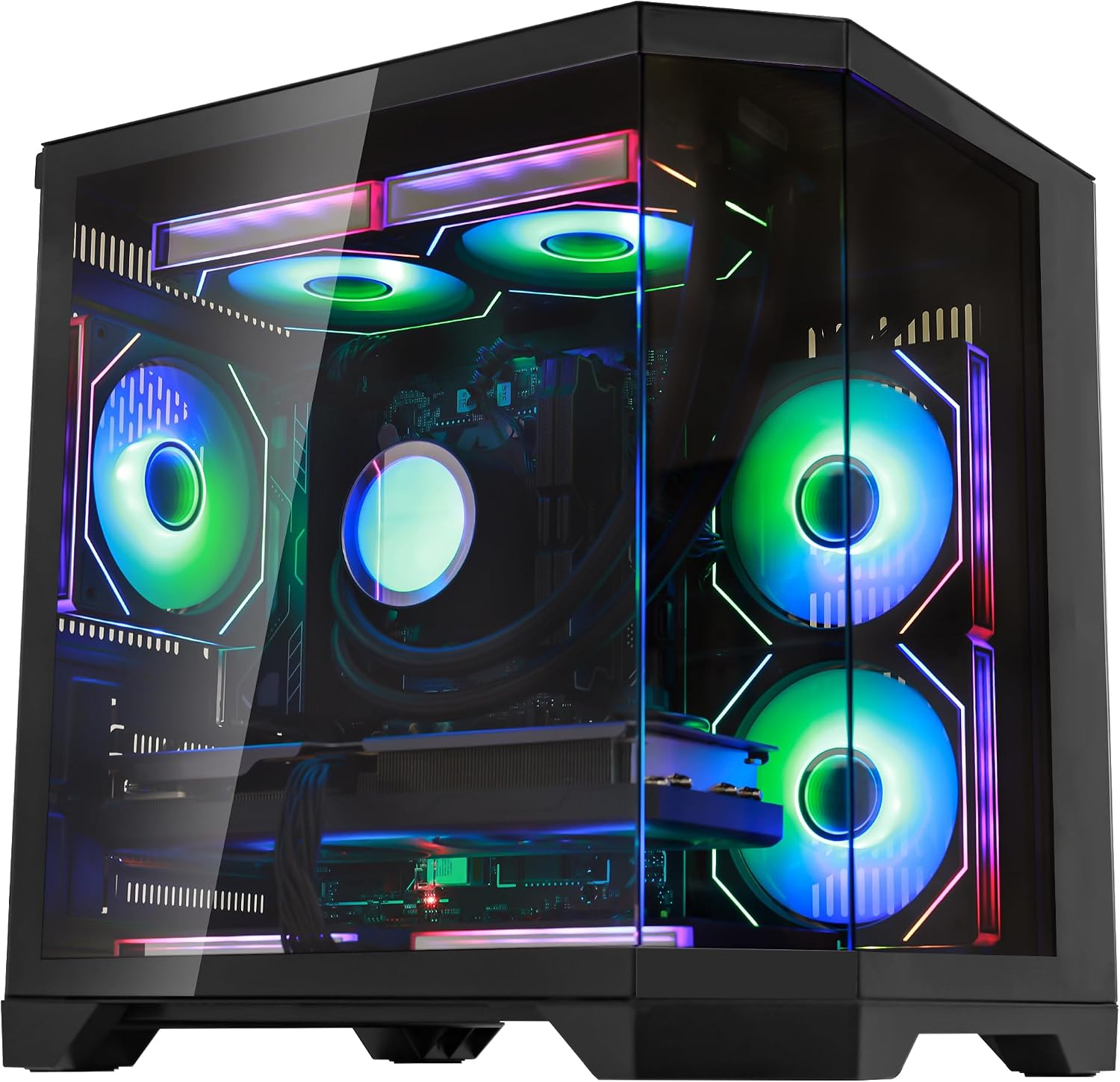 Ocean of Stars Gaming PC Desktop - RTX 5060 8GB - AMD Ryzen 7 9700X 8-Core 3.8 GHz-32GB DDR5 RAM- 1TB PCIe SSD- WiFi + BT- 850W PSU- Windows 11 -RGB Prebuilt Computer - Black