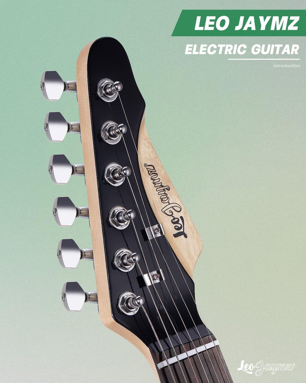Leo Jaymz 39' Full Size ST Style Electric Guitar Starter Kit with SSH Pickup, 5W Portable Amp, Tuner, Gig Bag, Strap & Accessories (Green Ocean 5W)