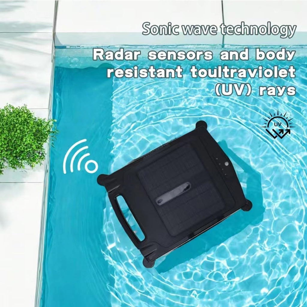 Automatic Pool Skimmer Cleaner Robot,Pool Cleaner Robot,Solar Pool Skimmer Basket Cleaner Robotic with Automatic Obstacle Avoidance Dual Charging Options,80㎡ 450um,for Home Use