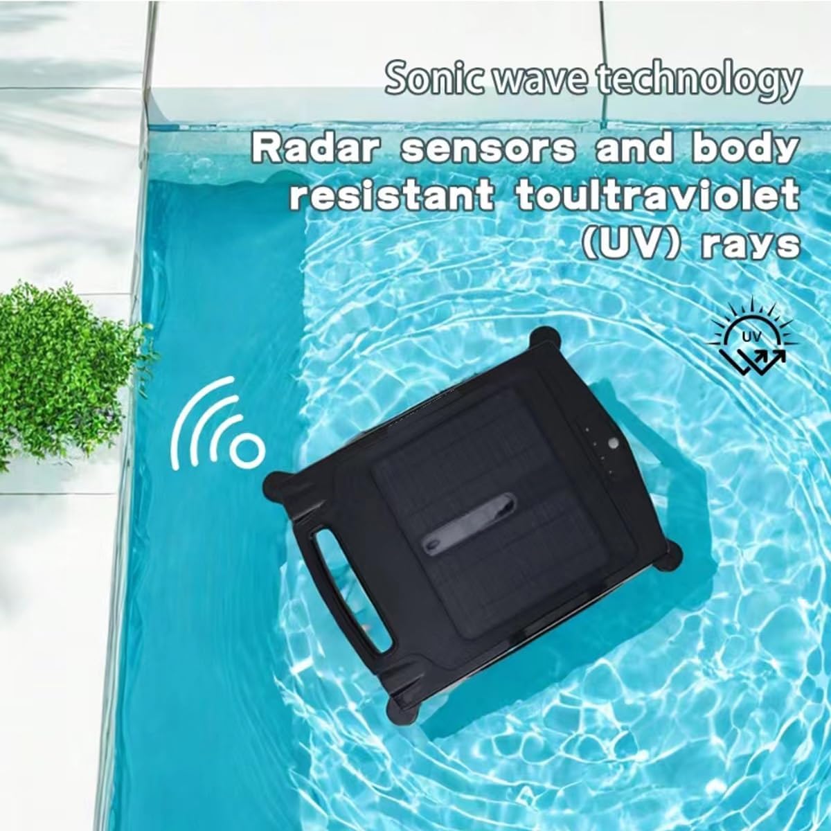 Automatic Pool Skimmer Cleaner Robot,Pool Cleaner Robot,Solar Pool Skimmer Basket Cleaner Robotic with Automatic Obstacle Avoidance Dual Charging Options,80㎡ 450um,for Home Use