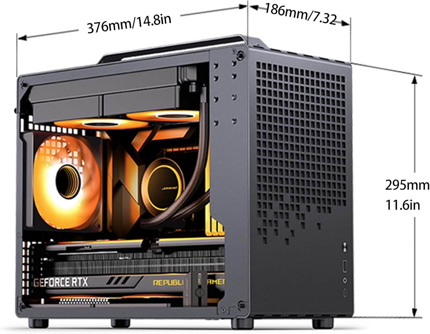 JONSBO/JONSPLUS Z20 Mesh Black Micro-ATX Mini Tower PC Case,with Detachable Carrying Handle, Mini Size, High-Performance Hardware Compatible, Support 240AIO, H160mm Cooler, Black