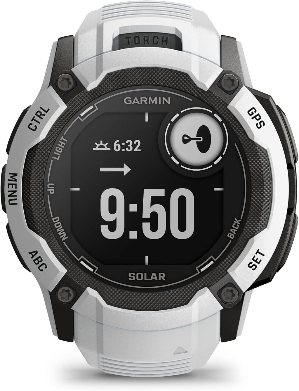 Garmin Instinct 2X Solar, Rugged GPS Smartwatch, Built-in Flashlight, Solar Charging Capability, Multi-Band GNSS, Whitestone
