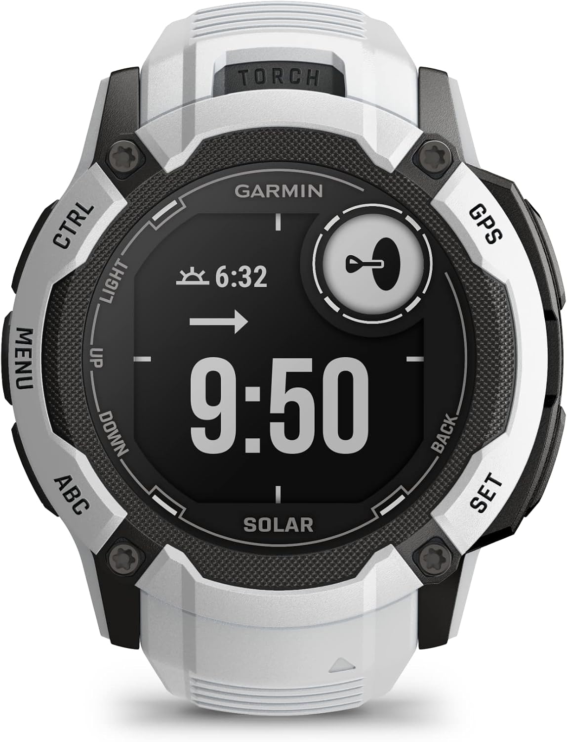 Garmin Instinct 2X Solar, Rugged GPS Smartwatch, Built-in Flashlight, Solar Charging Capability, Multi-Band GNSS, Whitestone