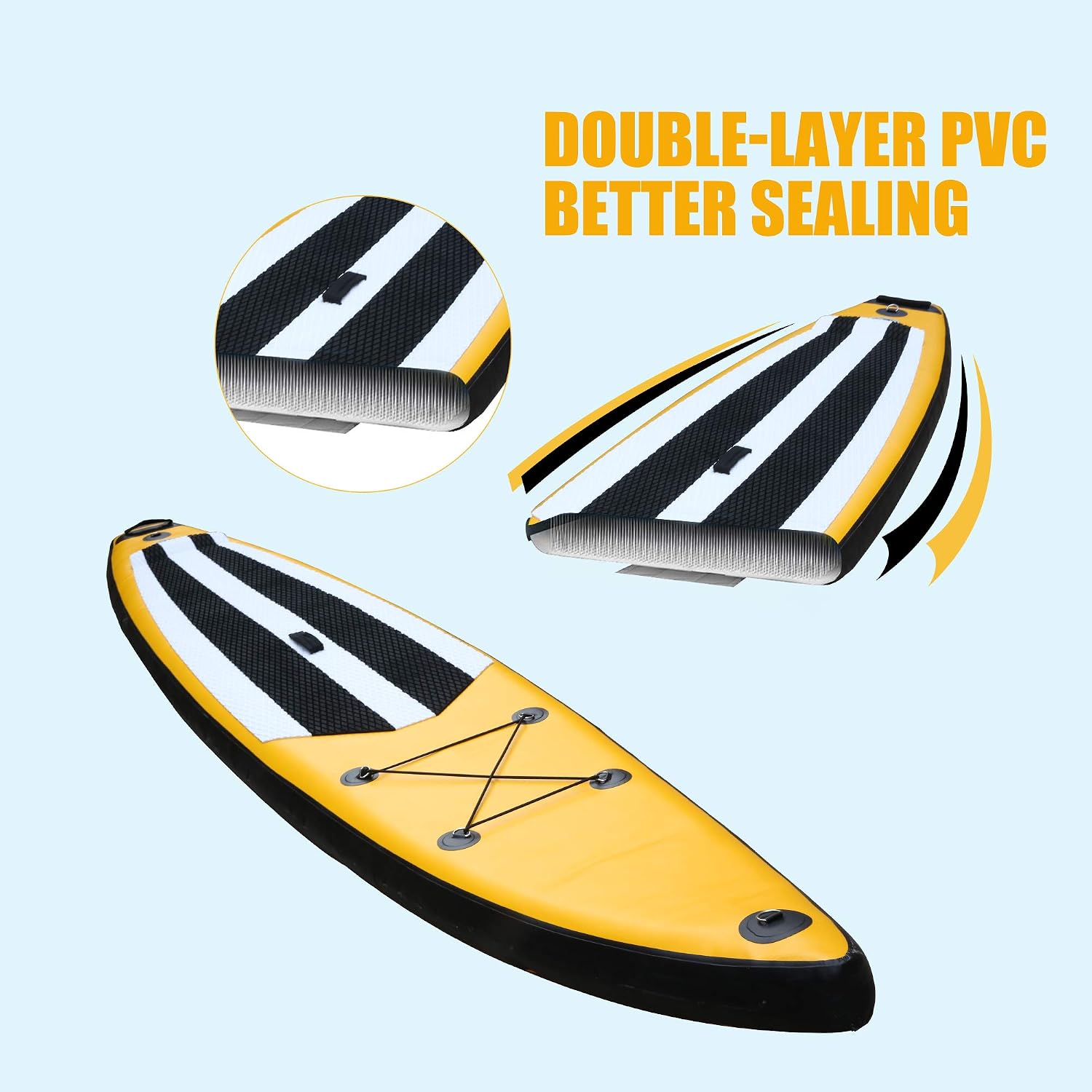 Inflatable Stand Up Paddle Board W SUP Accessories & Backpack Leash Double Action Hand Pump Repair Kit