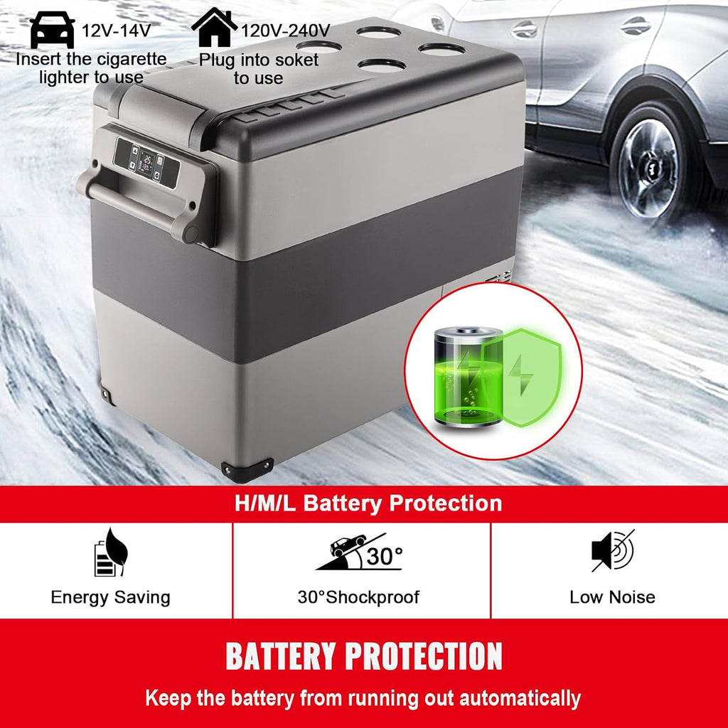 Happybuy 12 Volt Refrigerator, 58 Qt Dual Zone Portable Freezer with 12/24V DC and 110-240V AC, for Vehicles & Home, Compressor Cooler