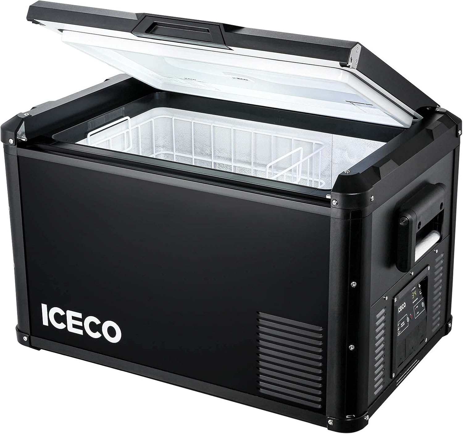 ICECO VL 60 PRO 63Quart Portable Refrigerator with SECOP Compressor, 12 Volt Freezer for Car, Home, Camping, RV, 0°F to 50°F, 12/24V DC, 100/240V AC & 12V DC Power Cable For Car Use