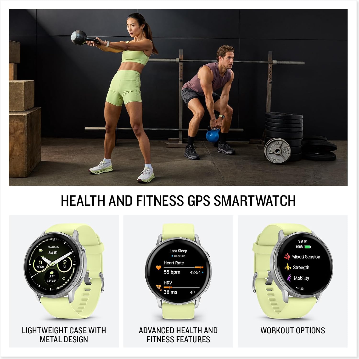 Garmin Venu 4, 45mm, Advanced Fitness and Multisport Tracker GPS Smartwatch, 1.4' AMOLED Display, Built-in Flashlight, 12 Days of Battery Life, Silver with Citron Silicone Band (Watch Bundle)