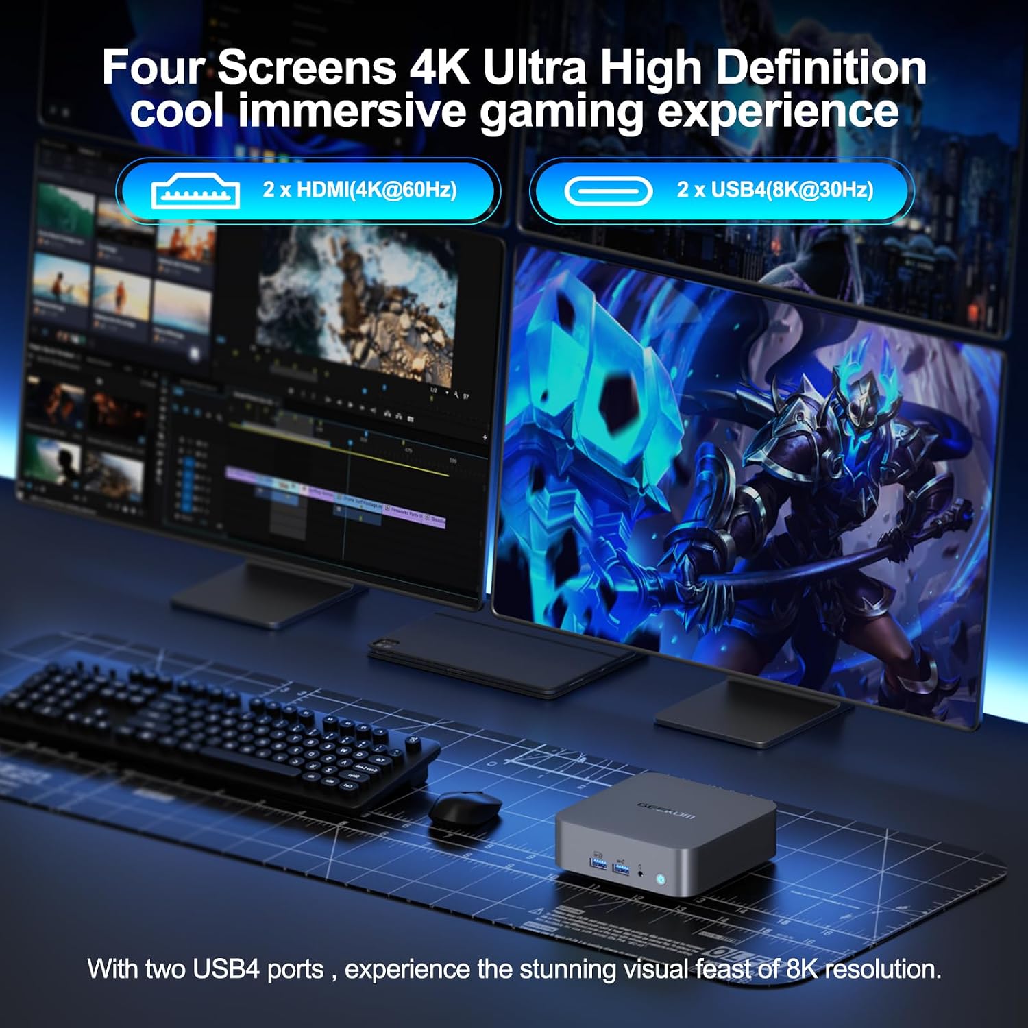 GEEKOM GT13 PRO Mini PC, Intel Core i9-13900HK (14C/20T, up to 5.4GHz), 16GB DDR4 RAM, 1TB PCIe 4.0 NVMe SSD, Aluminium Design Windows 11 Pro Desktop Computer with USB4,Wi-Fi 6E,BT 5.2,8K UHD