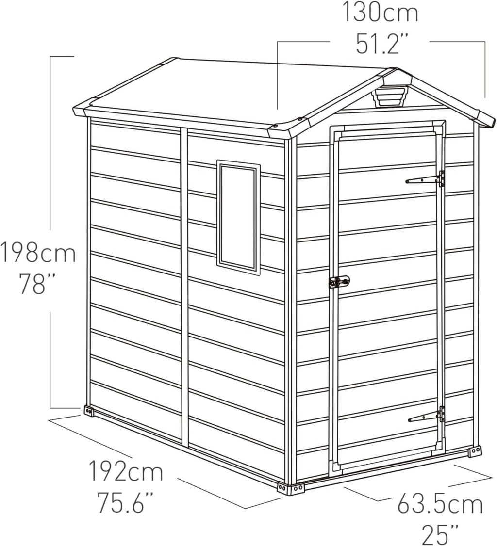 Keter Manor Outdoor Plastic Garden Storage Shed, Grey, 6 x 4 ft