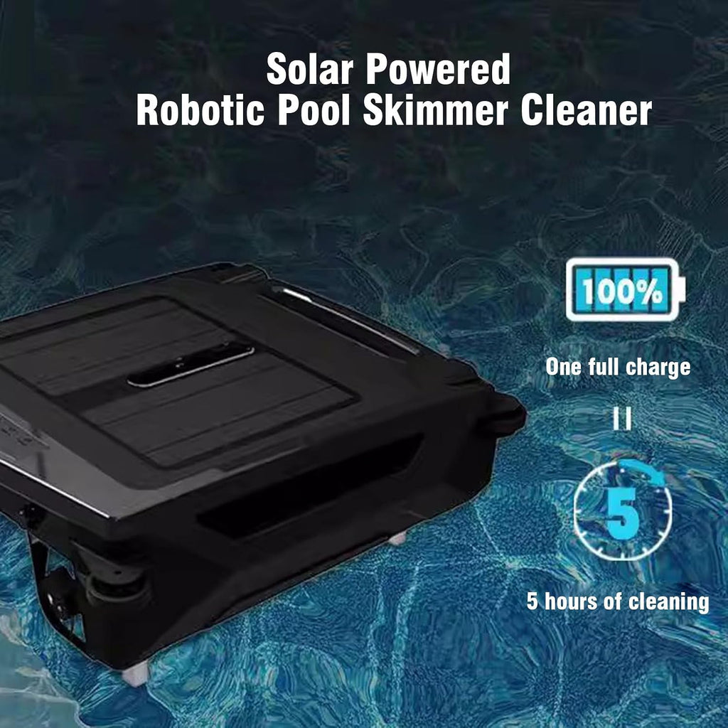 Pool Surfa-ce Cleaning Robots with Dual Charging Mode, Cordless Auto-Cleaning, Intelligent Steering Function, Easy to Clean Skimmer Basket