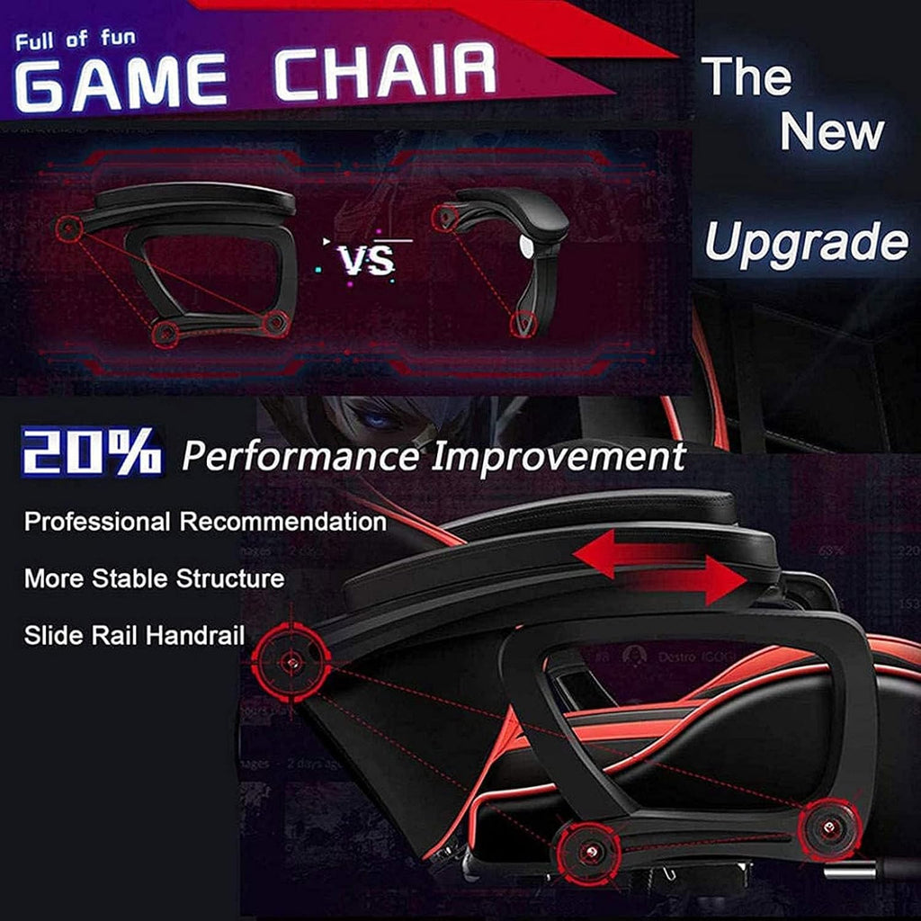 Video Game Chair with Speakers and RGB Lights, Massage Ergonomic Computer Gaming Chair with Footrest and Lumbar Support, 90°-135° Tilt Rocking Chair Gaming Chairs for Adults,Black