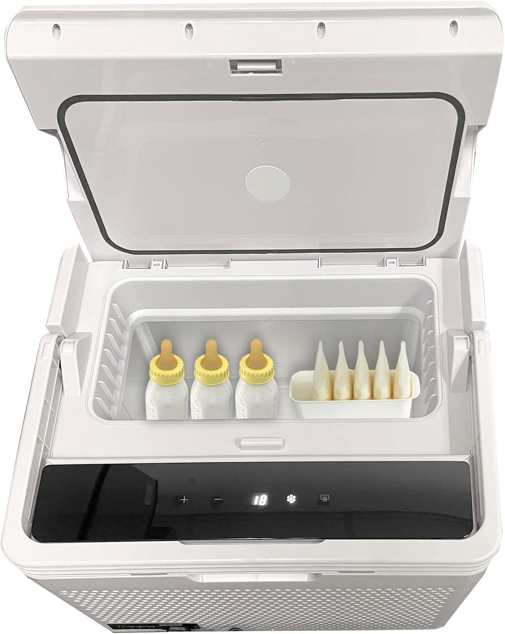 Accucold MOMCUBE™ Portable Refrigerator/Freezer for Breast Milk, 12/24V DC Power Cord, 100-240V AC Standard Wall Outlet, Cooling Range -20℃ to 20℃/-4℉ to 68℉ for Truck, Van, RV, Camper, SUV, Boat
