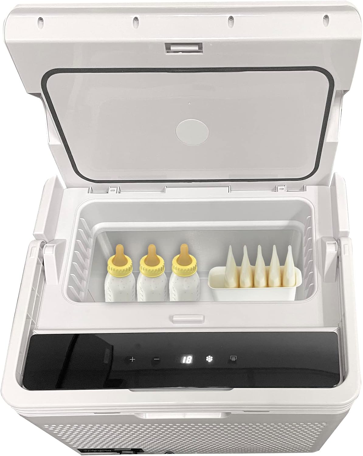 Accucold MOMCUBE™ Portable Refrigerator/Freezer for Breast Milk, 12/24V DC Power Cord, 100-240V AC Standard Wall Outlet, Cooling Range -20℃ to 20℃/-4℉ to 68℉ for Truck, Van, RV, Camper, SUV, Boat