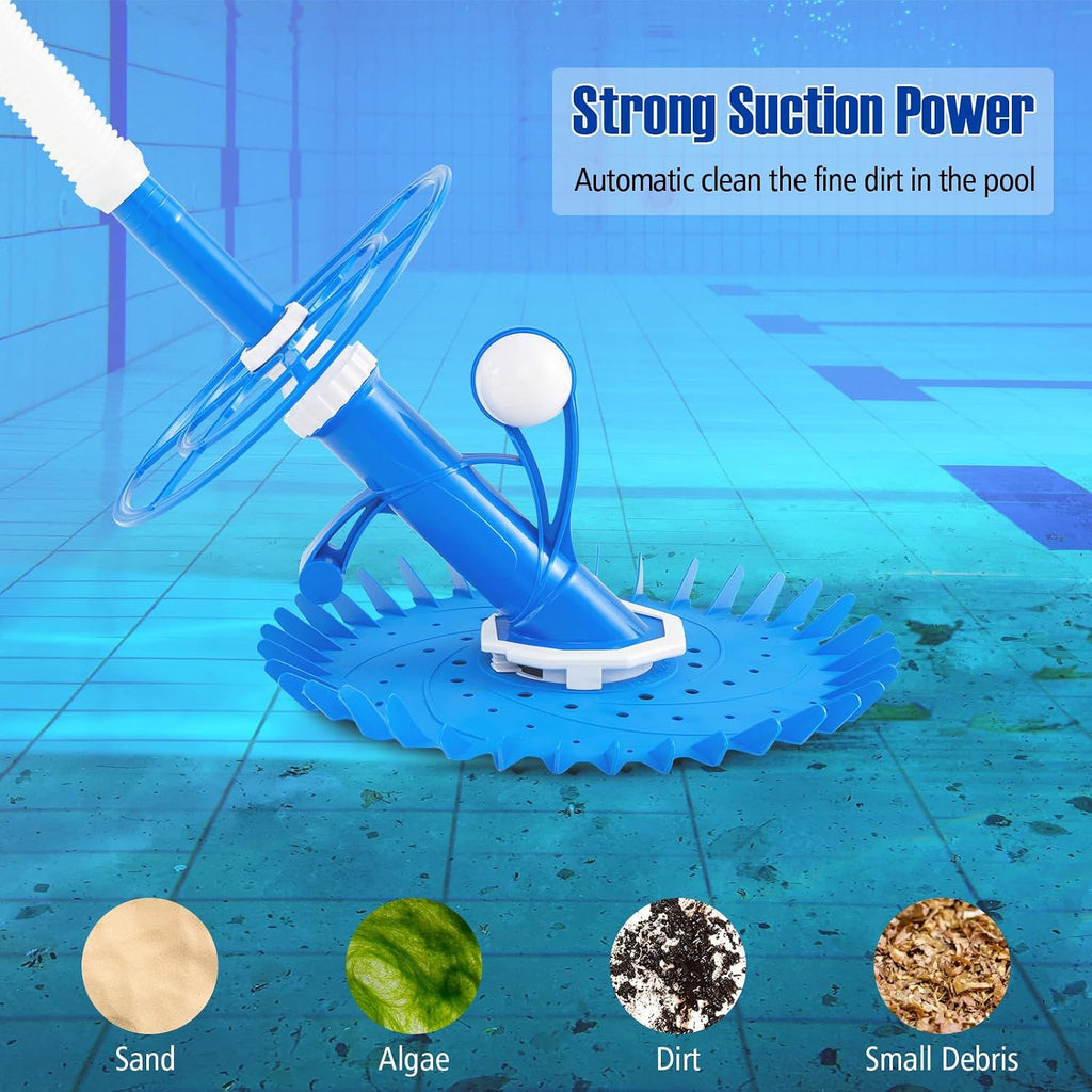 ERGOMASTER Pool Vacuum for Above Ground Pool, Automatic Cleaner Creepy Crawler, Powerful Suction Sweeper w/ 10 Hoses Removes Debris, Cleans Floors, Walls