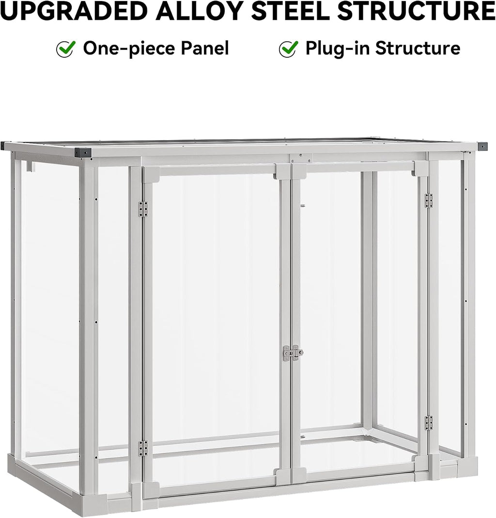 DWVO 41 Cu.ft Horizontal Resin Storage Shed, All Weather 4.7x2.5 FT Outdoor Garden Shed with Hydraulic Struts, 3 Locks, Lockable to Floor for Garden Tools, Trash Cans, Gray