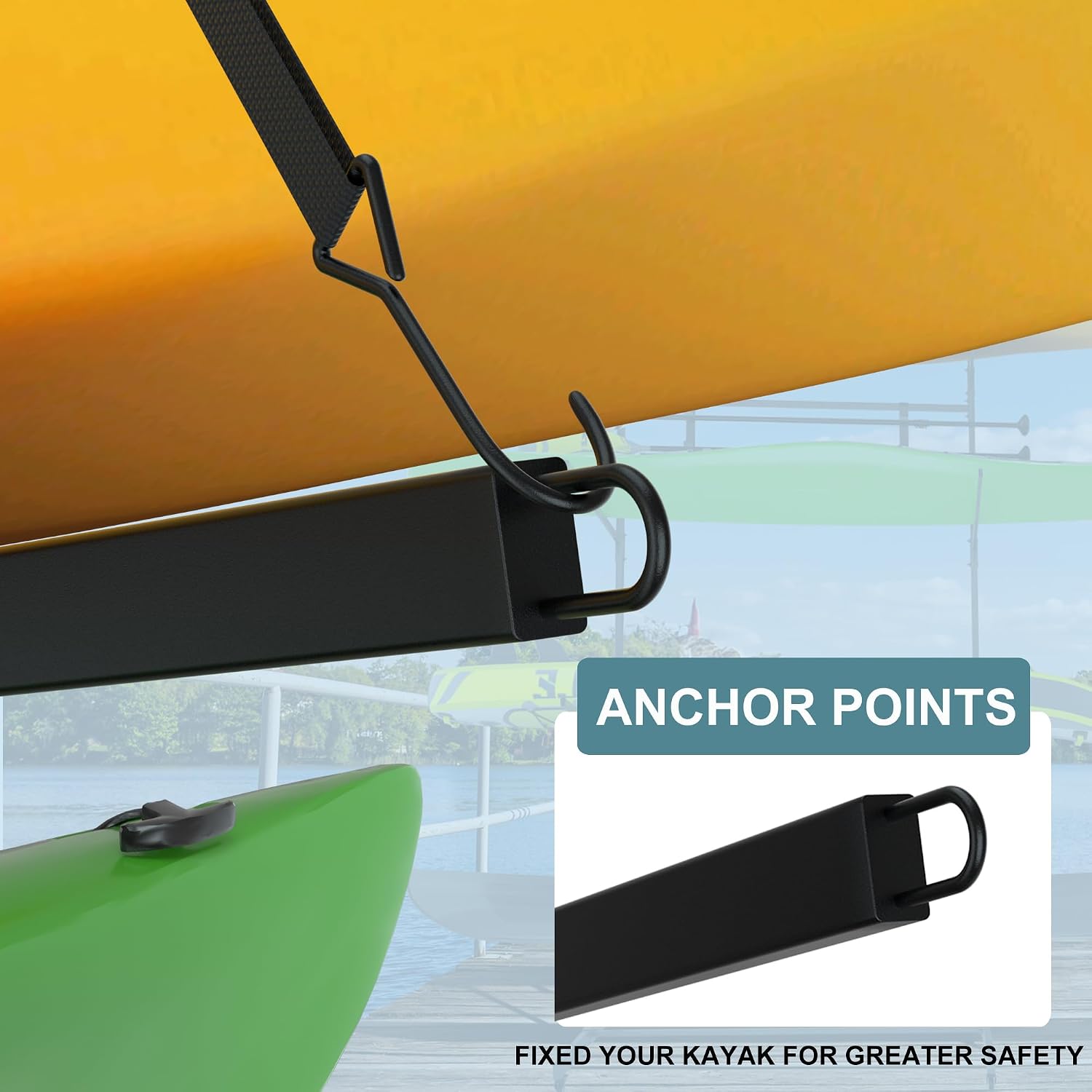 RELIANCER Freestanding Kayak Storage Rack w/Wheel,Adjustable Kayak Stand for Boat Dock,Garage,Indoor & Outdoor Canoe and Kayaks Holder,Water Sport Watercraft Storage Rack for SUP,Surfboard