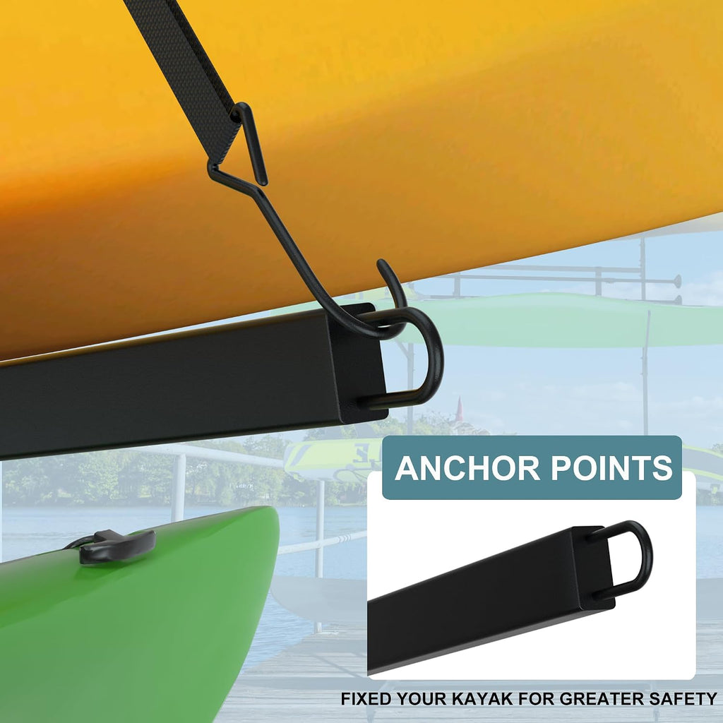 RELIANCER Freestanding Kayak Storage Rack w/Wheel,Adjustable Kayak Stand for Boat Dock,Garage,Indoor & Outdoor Canoe and Kayaks Holder,Water Sport Watercraft Storage Rack for SUP,Surfboard