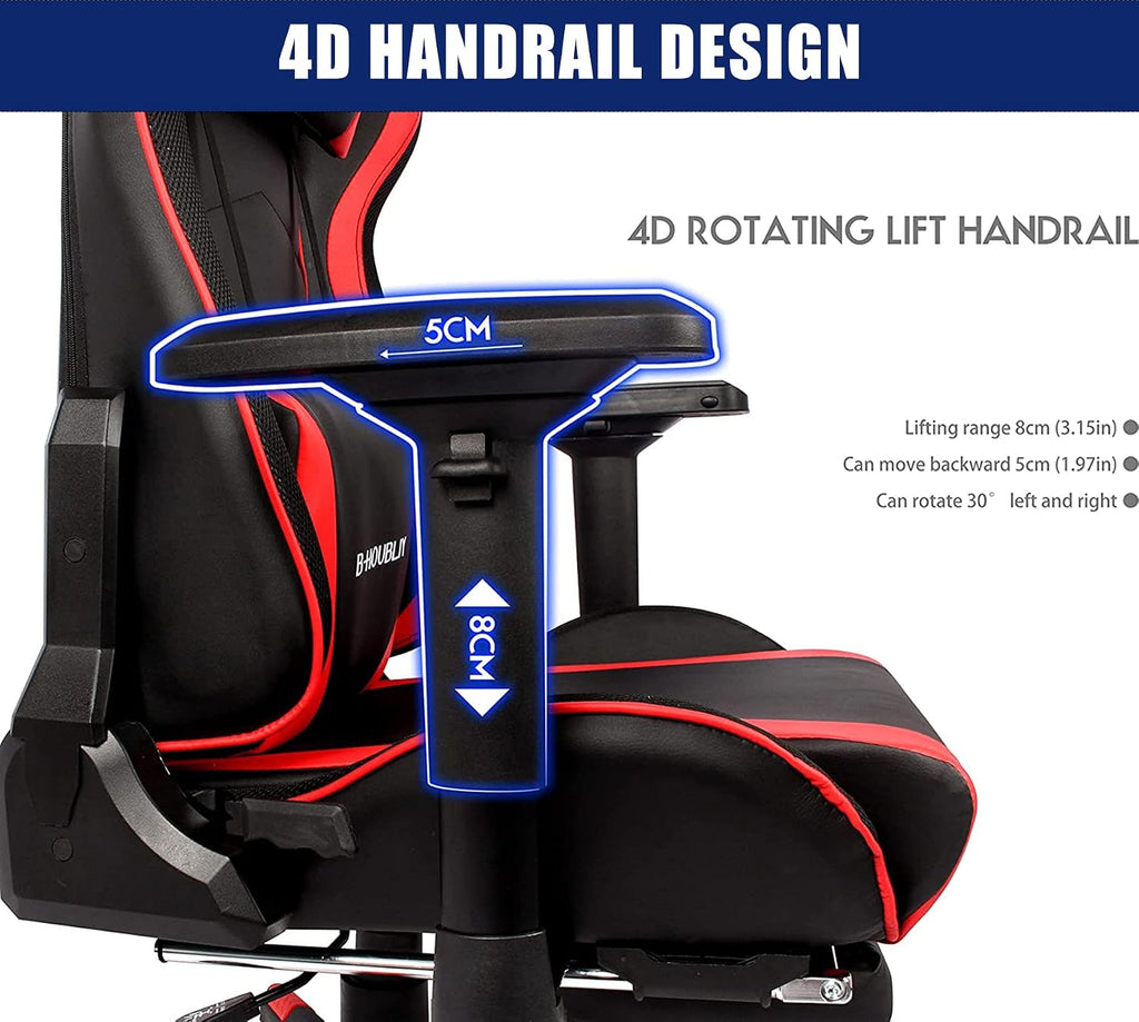 Massage Gaming Chair with Speaker, Ergonomic Gaming Chair with Footrest and RGB Light, PU Leather Video Gaming Chair Home Theater Seat 360° Rotating Gaming Chair.,Black