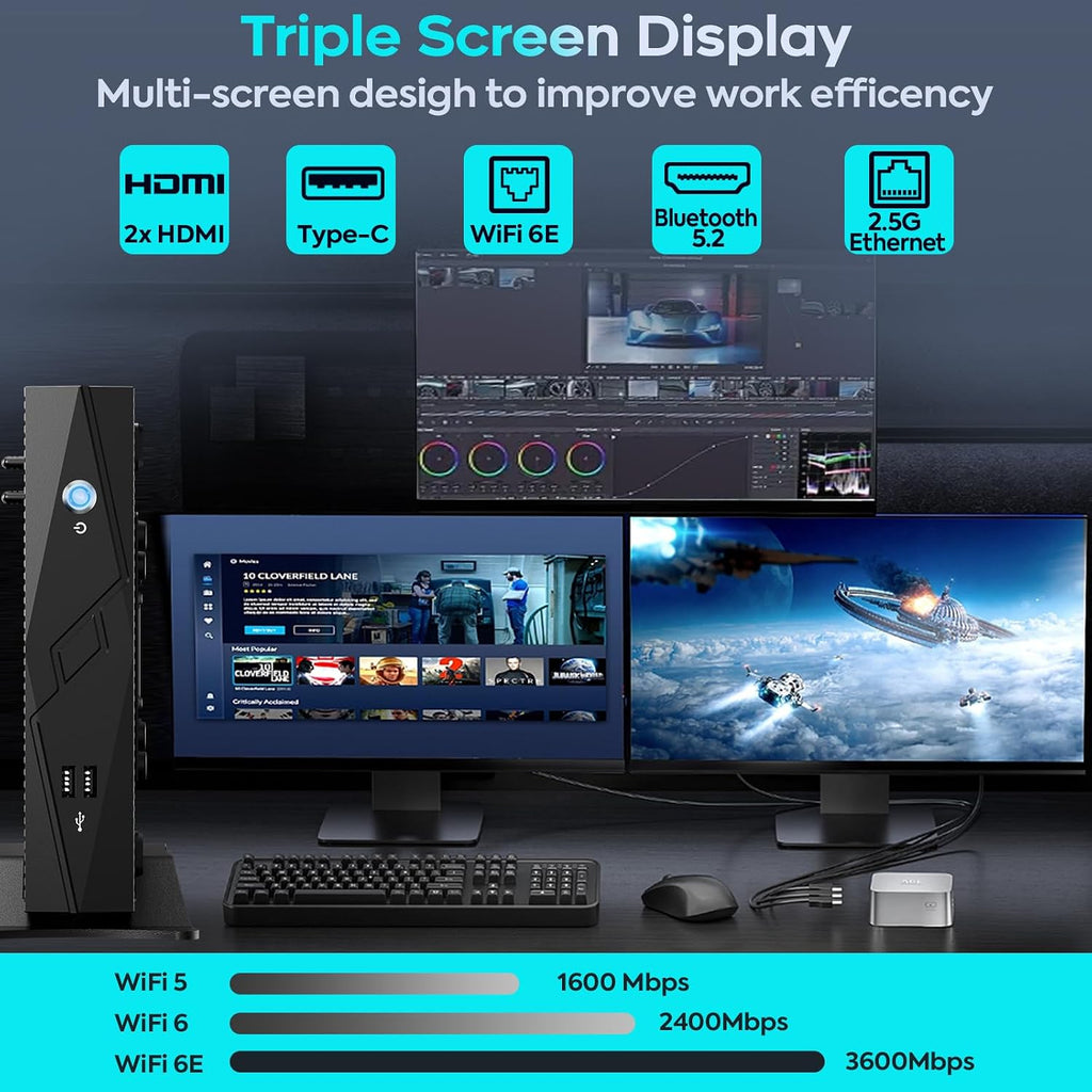 Mini Gaming PC, Intel Core i9-12900HK, NVIDIA RTX 3050 Ti Gaming Computer, 32GB DDR4 RAM, 1TB NVMe PCIe4.0 SSD, Dual HDMI + Type-C, 2.5G LAN, WiFi 6E BT 5.2, Win 11 Pro Desktop PC