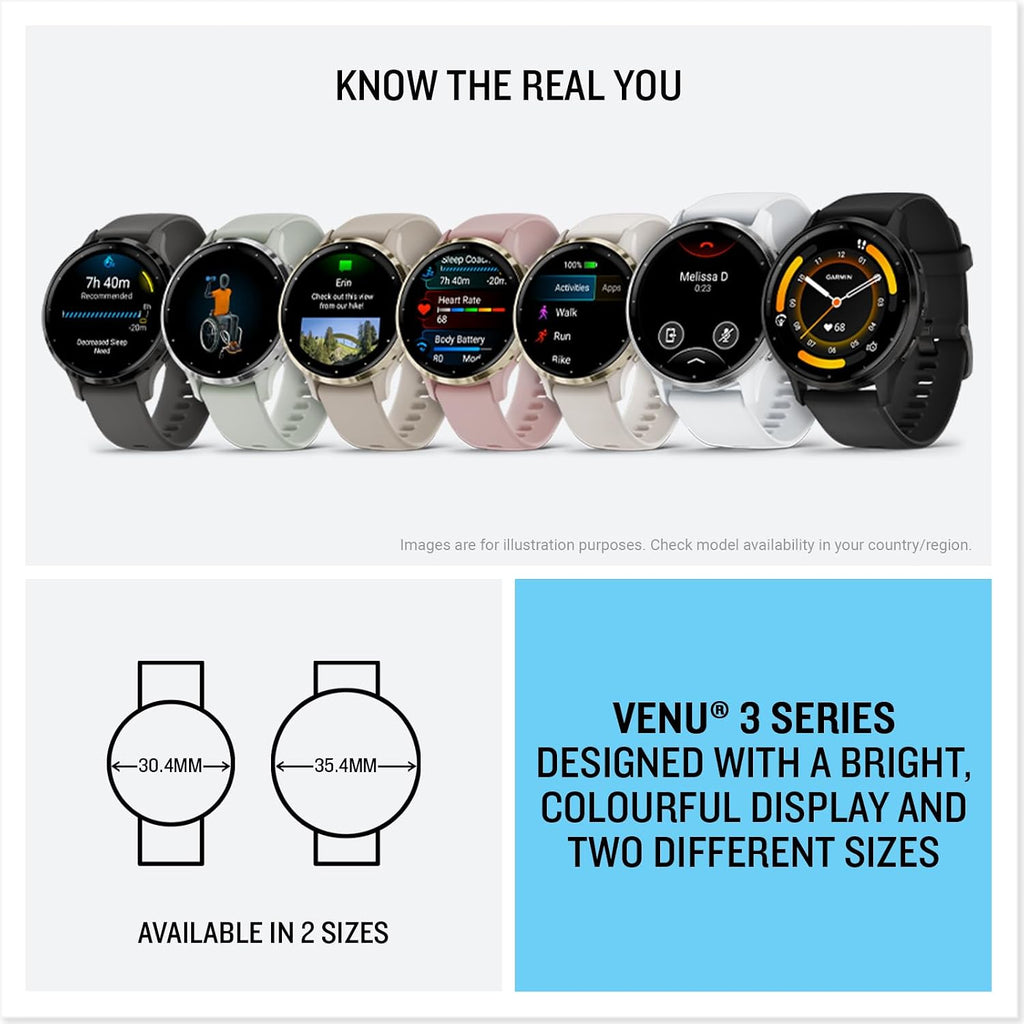 Garmin Venu 3S Soft Gold Stainless Steel Bezel 1.2-Inch AMOLED Touchscreen Display Smart Watch with 41mm Rose Case and Silicone Band (Renewed)
