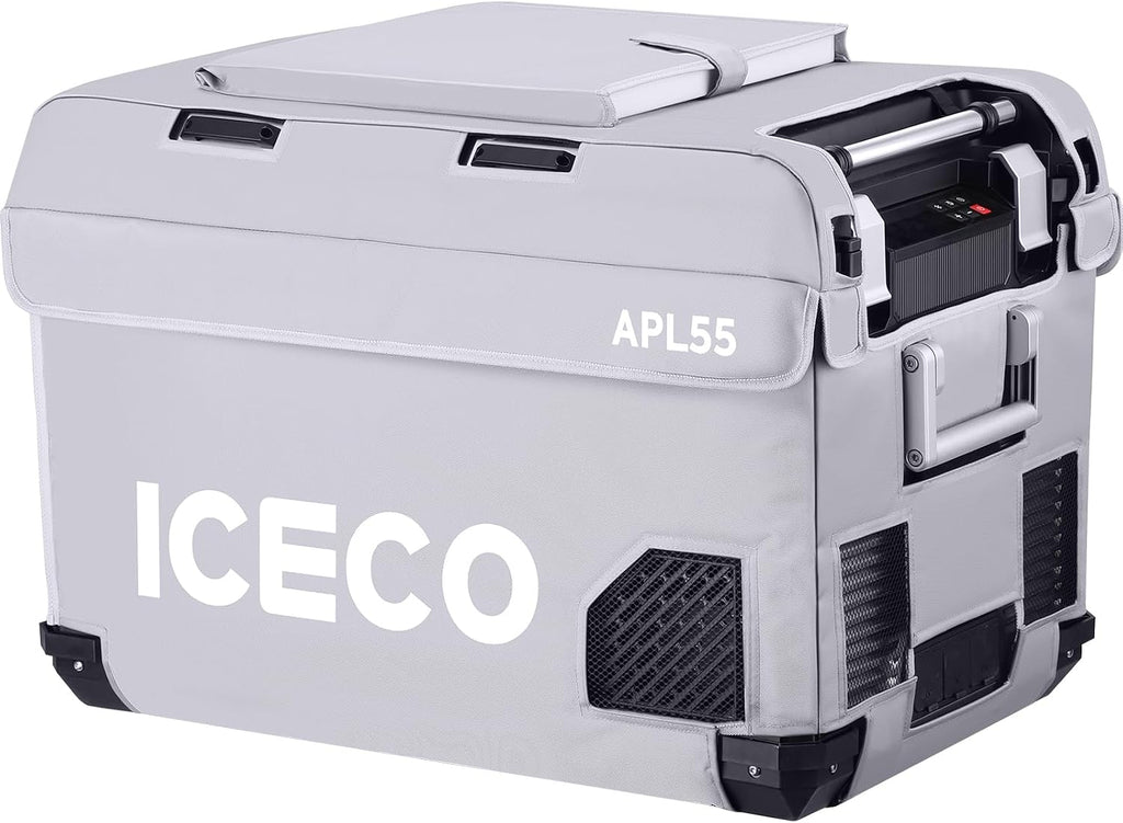 ICECO APL55 58 Quart Portable freezer Car Refrigerator with SECOP Compressor Dual Zone Cooler | AC 110V/ DC 12V | 0℉ to 50℉ | True Freezer for Car, Home, Camping, RV | With Cover | Black
