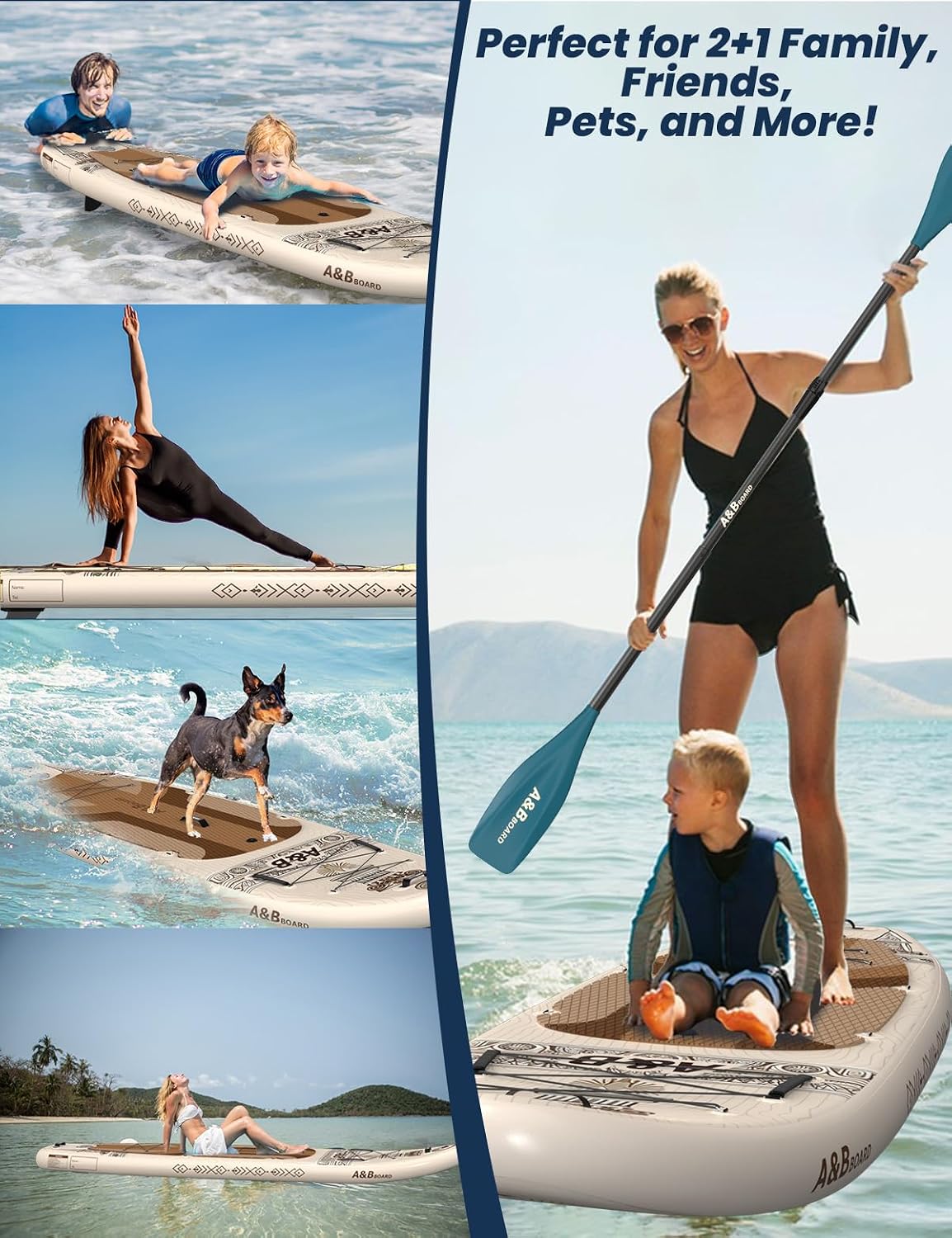 ABBOARD Inflatable Stand Up Paddle Board - Extra Wide Fishing Paddleboard with Sup Accessories Youth/Adults